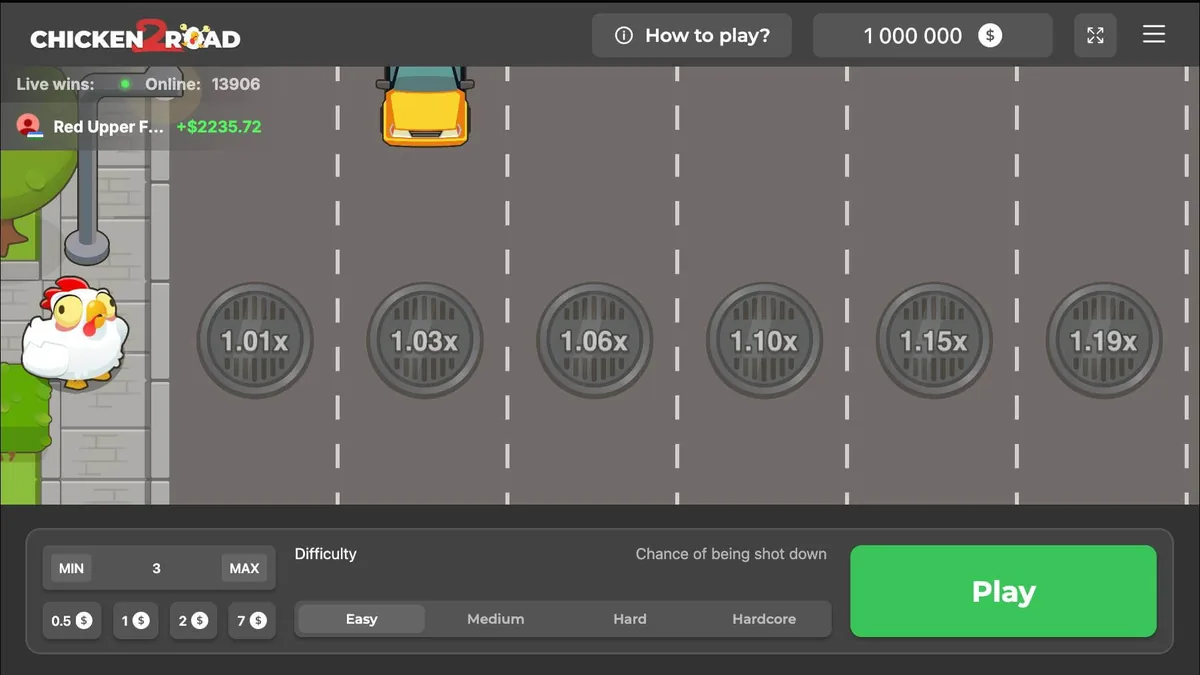 Chicken Road 2 da InOut Games com gráficos renovados, carros e novas faixas